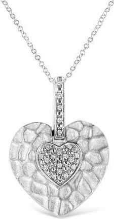 House of Brilliance 925 Sterling Silver Pave-Set Diamond Accent Heart Shape Pendant Necklace in White at Nordstrom