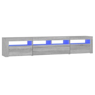 Berkfield Home TV Cabinet with LED Lights Grey Sonoma 210x35x40 cm | Size: 210 x 35 x 40 cm