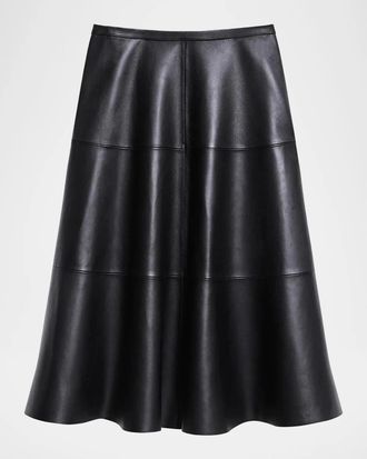 Theory Leather Midi Circle Skirt