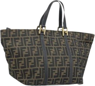 Fendi Pre-owned Tote Bags, female, Brown, Size: ONE SIZE Pre-owned Zucca Canvas Tote Bag