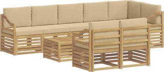 vidaXL Conjunto De Sof&aacute;s De Exterior 9 Uds. Y Beige Poli&eacute;ster Vidaxl