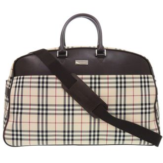 Burberry Beige Canvas Leather Boston Bag (Pre-Owned)