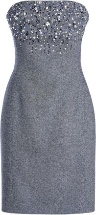 Genny Strapless Lurex Visgraat Jurk - Dames - Jurken - Blauw - Maat: XS