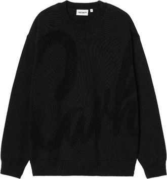 Carhartt Work in Progress Perla Sweater Zwart Elegant Grafisch Ontwerp - Dames - Ronde hals truien - Zwart - L - Katoen - Truien & Vesten