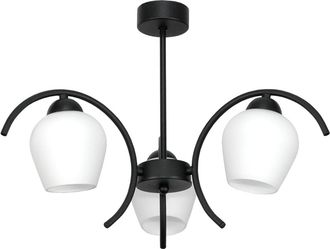 OEM L&aacute;mpara De Techo Colgante Negra Con Pantalla De Cristal Blanco 15-322 Dani