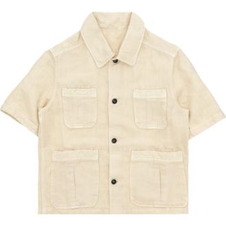Fortela Safari Short Sleeve Shirt in Milk at Nordstrom, Size 44 Eu