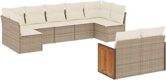 vidaXL Set De Sof&aacute;s De Jard&iacute;n 9 Pzas Con Cojines Rat&aacute;n Sint&eacute;tico Beige Vidaxl