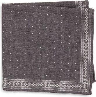 Eleventy Wool & Cotton Muslin Pocket Square in 22-02 Black And Sand at Nordstrom