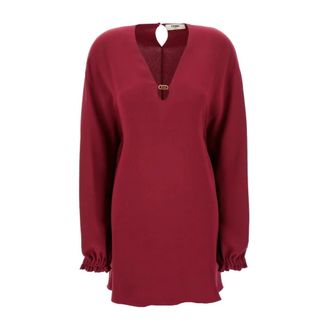 Fendi Short Dresses, female, Red, Size: XS Cady Silk Dress