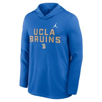 Nike Jordan Mens UCLA Sideline Jordan Brand Dri-FIT College Long-Sleeve Hooded Top in Blue | 0JB944UUCL-7XL