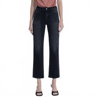 Flying Monkey Brooke Mid Rise Straight Denim Jeans In Black