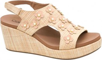 Corkys Footwear Womens Carley Raffia Flower Wedge Sandal In Beige