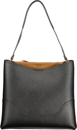 Twinset Borsa a Spalla Strutturata in Pelle con Pannello Superiore a Contrasto - - Bags - Donna - Nero - ONE SIZE