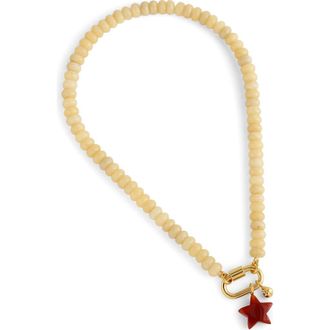 Madewell Beaded Star Carabiner Necklace in Pale Marzipan at Nordstrom