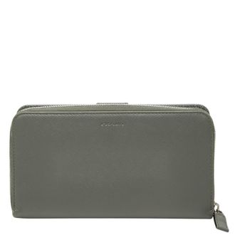 Prada Gray Saffiano Triangle Leather Long Wallet (Bi-Fold) (Pre-Owned)