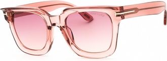 Tom Ford Leigh-02 Pink Gradient Square Ladies Sunglasses FT1115 72Z 52