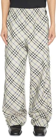 Burberry EKD Check Wide-Leg Trousers, Size Medium
