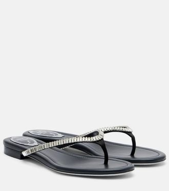 Rene Caovilla Embellished satin thong sandals