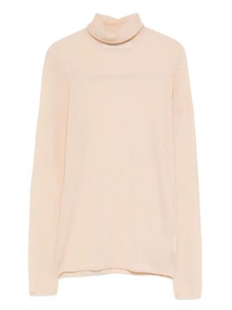 Carven turtleneck long-sleeves T-shirt - women - Silk/Elastane - M - Neutrals