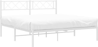 vidaXL Metal Bed Frame without Mattress with Headboard White 140x190cm Vidaxl