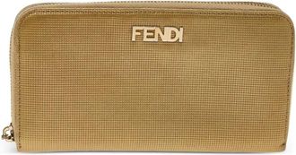 Fendi embossed leather zipper wallet - Gold