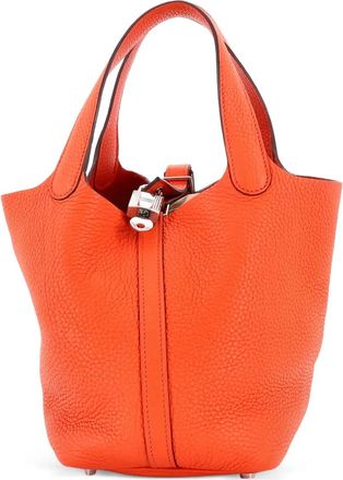 Herm&egrave;s Borsa a secchiello Picotin Lock PM in pelle Clemence - Arancione