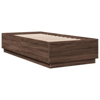 vidaXL Vidaxl - Estructura De Cama Con Luces Led Madera Roble Marr&oacute;n 90x200 Cm