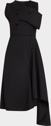 Givenchy 4-Button Sleeveless Asymmetric Dress