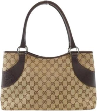Gucci Pre-owned Handbags, female, Beige, Size: ONE SIZE Pre-owned Vintage GG Canvas Handbag