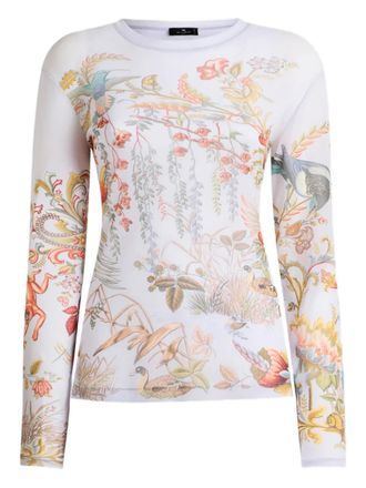 Etro flora fauna-motif top - women - Fabric - 40 - White