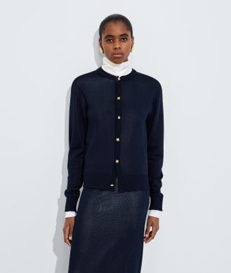 Bottega Veneta Cardigan in maglia di seta doppia - Blu - Donna - XS