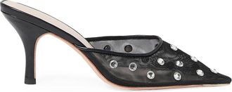 Loeffler Randall Womens Paloma Embellished Mesh Mules In Black