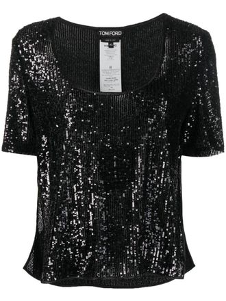 Tom Ford Top con paillettes - Nero