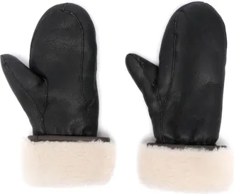 Yves Salomon shearling-lining mittens - women - Sheep Skin/Shearling/Lambskin - One Size - Black