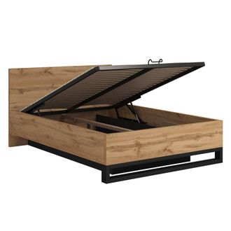 Petits Meubles Box cama y negro 140x200 con somier tablero aglomerado laminado madera
