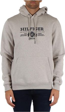 Tommy Hilfiger Katoenen hoodie met logoborduursel - Heren - Hoodies - Grijs - S - Katoen - Hoodies & sweatvesten
