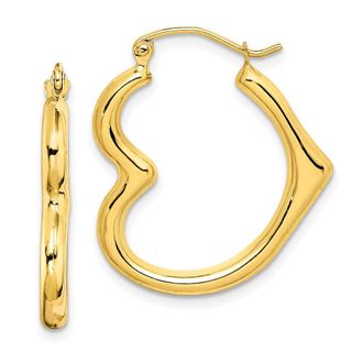 Diamond2Deal 10K Yellow Gold Hollow Heart Shape Fancy Hoop Earrings