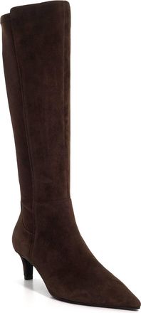 Dune London Womens Ladies Sultry - Leather Knee High Kitten Heel Boots - Brown Suede - Size UK 4