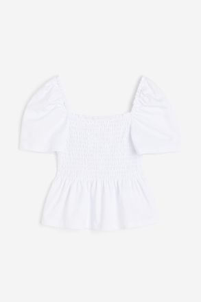 H&M Gesmoktes Shirt - White