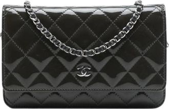 Chanel Pre-owned Wallet on Chain - Dames - Vintage Schoudertas - Grijs - ONE Size - Leer - Vintage