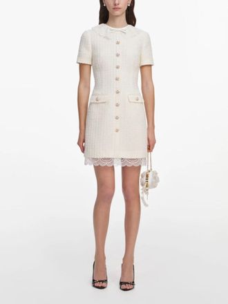 Self Portrait Boucle Lace Trim Mini Dress