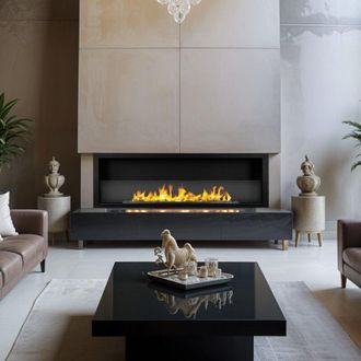 Dmora Chimenea De Bioetanol Pompiano, Capacidad 1.25 Lt, &Aacute;rea Calentable 30 M&sup2;, Potencia (kw) 3, 120x15x40h Cm Negro