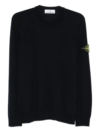 Stone Island crew-neck logo-patch sweater - V0020 BLU