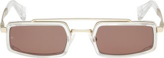 Rag & Bone 52mm Navigator Sunglasses in Gold /Crystal Clear /Brown at Nordstrom