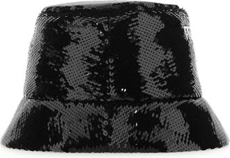 Prada Womens Sequin-Embellished Bucket Hat Black Viscose Silk