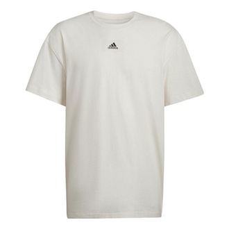 adidas Solid Color Sports Round Neck Short Sleeve Beige HE4368