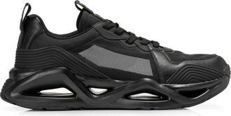 Emporio Armani High Sole Black Sneakers - Heren - Sneakers - Zwart - 41 1/3 EU - Leer - Schoenen