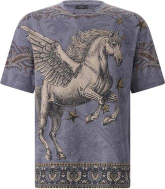 Etro T-shirts - Heren - T-shirts - Blauw - XL - Katoen - Tops