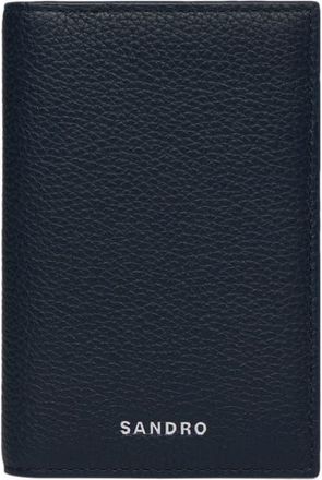 Sandro Grained leather folding card holder in Navy Blue at Nordstrom