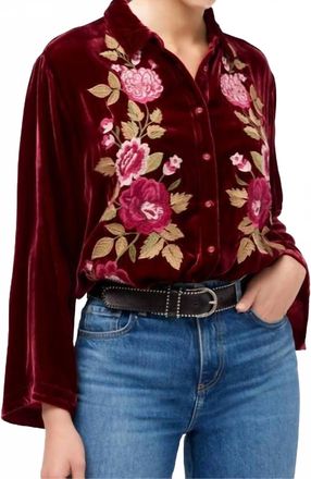 Johnny Was Mehdi Kimono Sleeve Shirt In Cran-Ruby Red